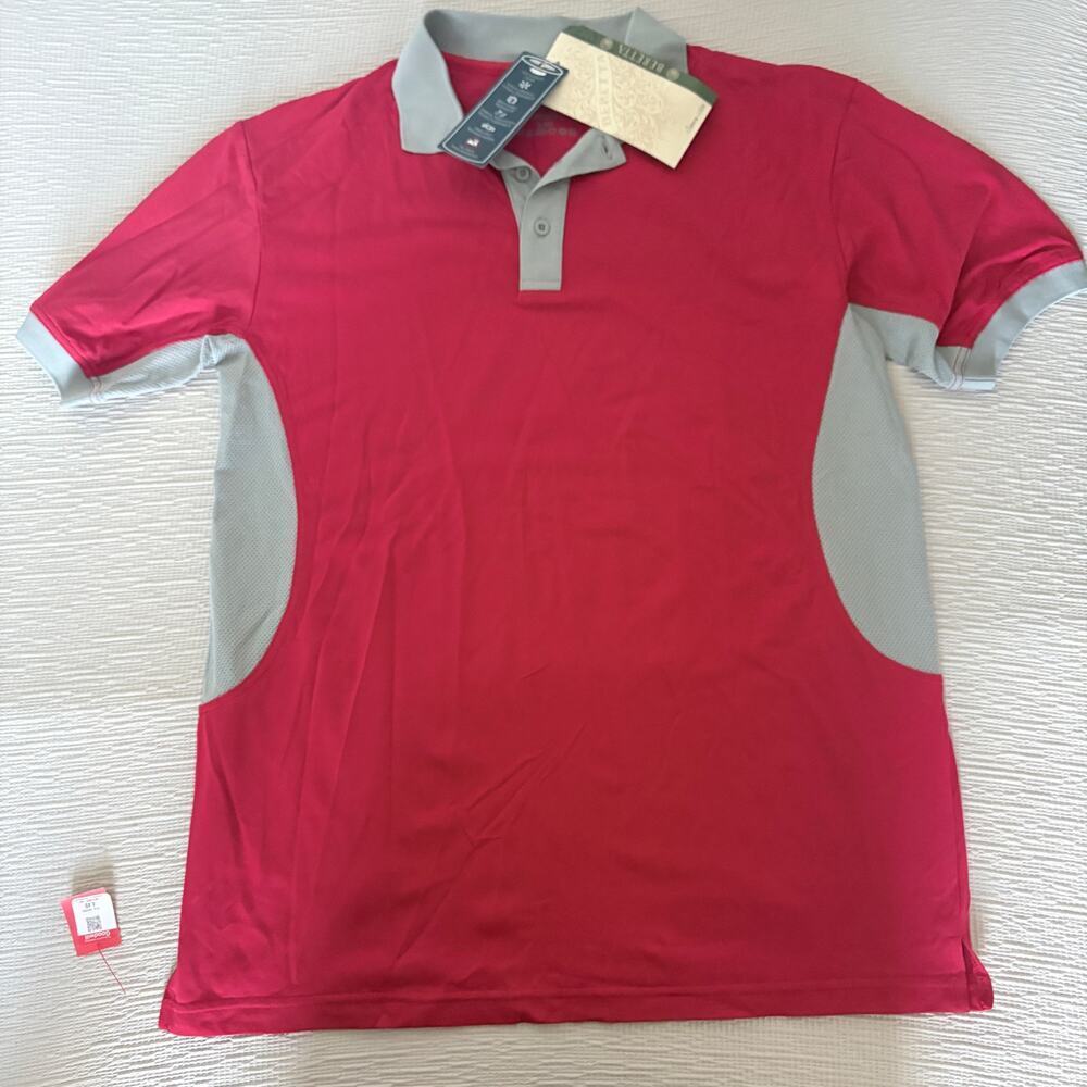 Beretta Silver Pigeon polo shirt S red gray performance Italy made NWT - Picture 2 of 9